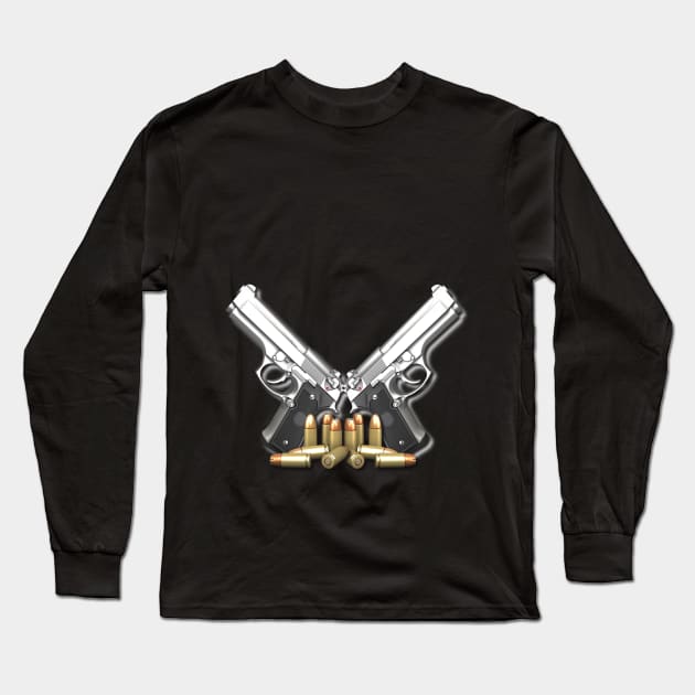 Weapons - Handgun - Beretta 92FS Centurion 9mm - 412007 Long Sleeve T-Shirt by Semenov